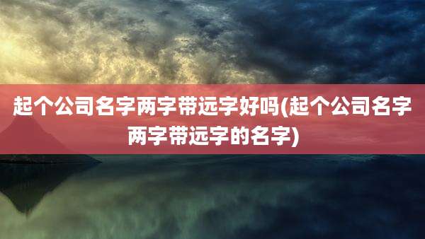 起个公司名字两字带远字好吗(起个公司名字两字带远字的名字)