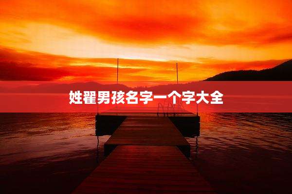 姓翟男孩名字一个字大全