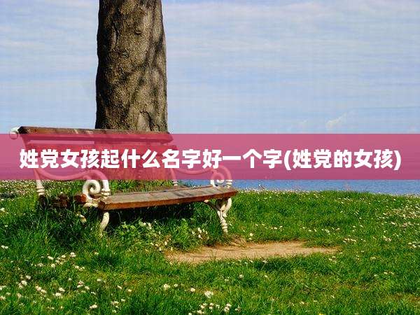 姓党女孩起什么名字好一个字(姓党的女孩)