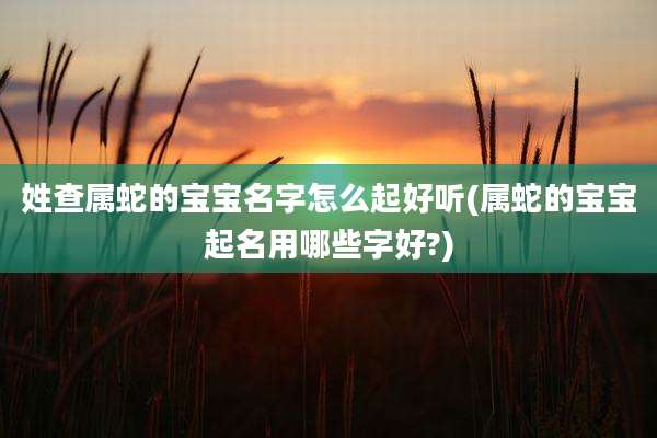 姓查属蛇的宝宝名字怎么起好听(属蛇的宝宝起名用哪些字好?)