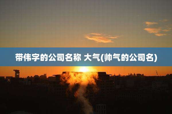 带伟字的公司名称 大气(帅气的公司名)