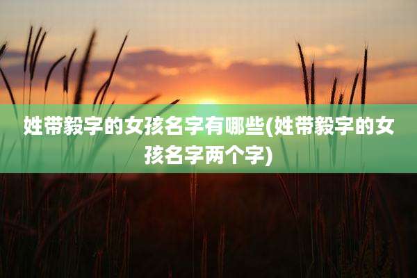 姓带毅字的女孩名字有哪些(姓带毅字的女孩名字两个字)