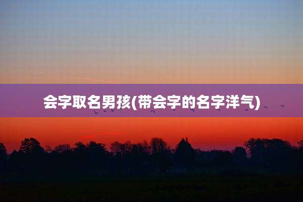 会字取名男孩(带会字的名字洋气)
