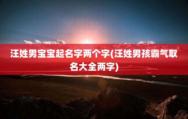 汪姓男宝宝起名字两个字(汪姓男孩霸气取名大全两字)