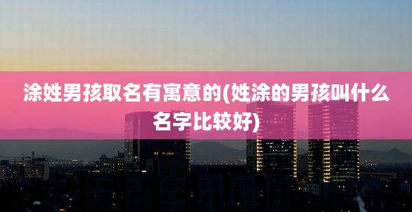 涂姓男孩取名有寓意的(姓涂的男孩叫什么名字比较好)