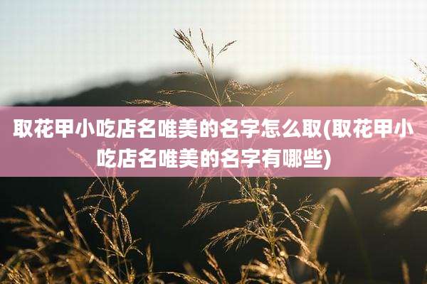 取花甲小吃店名唯美的名字怎么取(取花甲小吃店名唯美的名字有哪些)