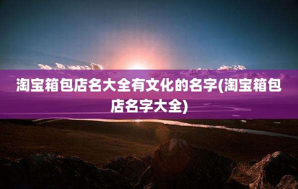淘宝箱包店名大全有文化的名字(淘宝箱包店名字大全)