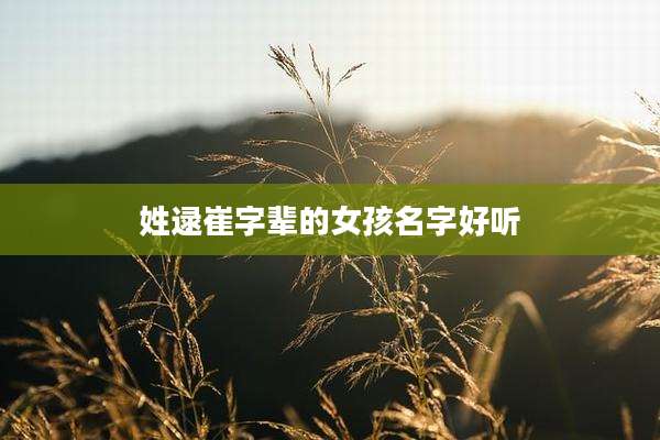 姓逯崔字辈的女孩名字好听