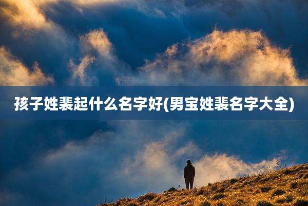 孩子姓裴起什么名字好(男宝姓裴名字大全)