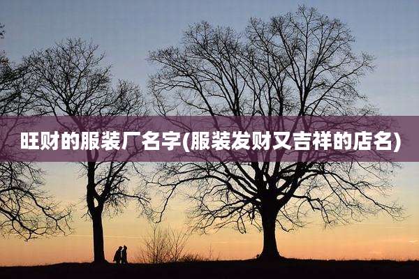 旺财的服装厂名字(服装发财又吉祥的店名)