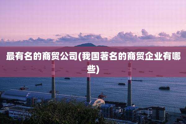 最有名的商贸公司(我国著名的商贸企业有哪些)