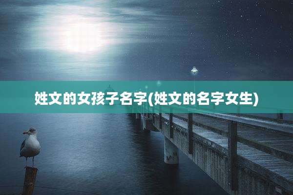 姓文的女孩子名字(姓文的名字女生)