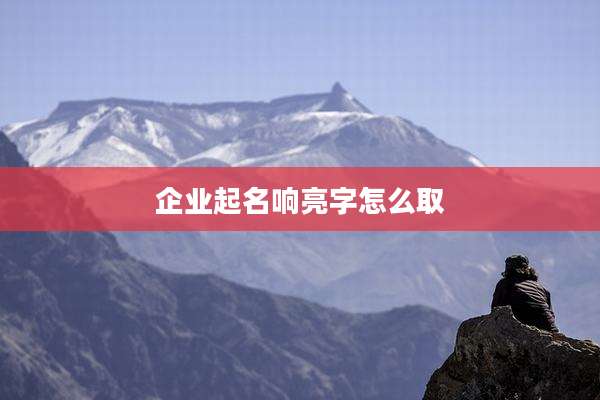 企业起名响亮字怎么取