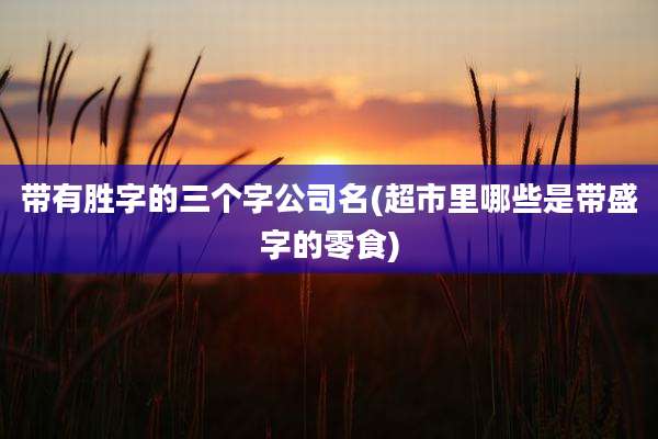 带有胜字的三个字公司名(超市里哪些是带盛字的零食)