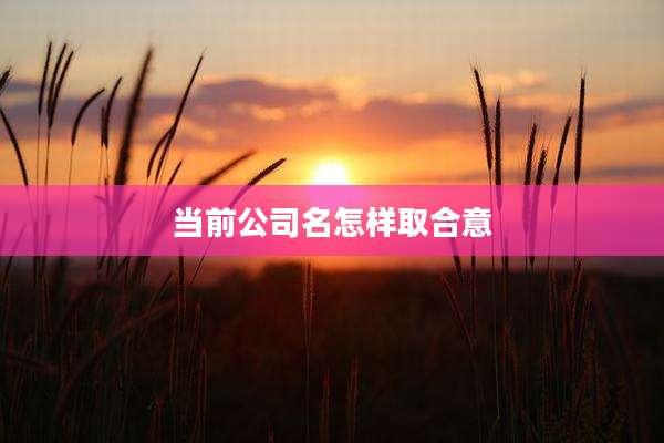 当前公司名怎样取合意