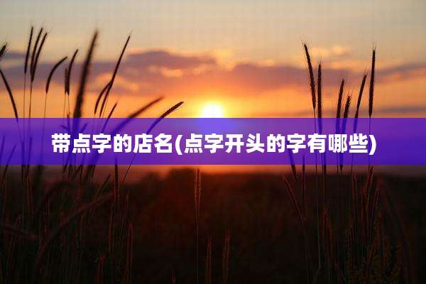 带点字的店名(点字开头的字有哪些)