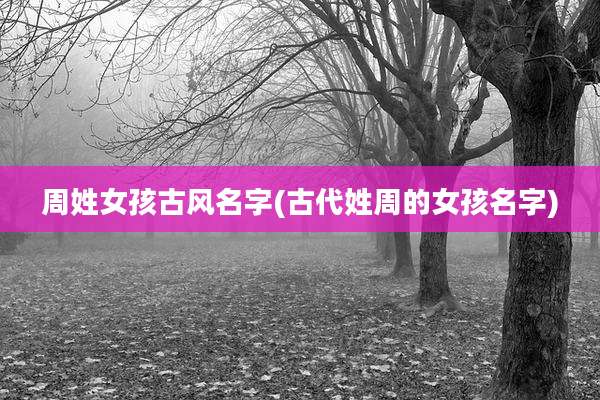 周姓女孩古风名字(古代姓周的女孩名字)