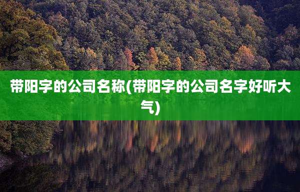 带阳字的公司名称(带阳字的公司名字好听大气)