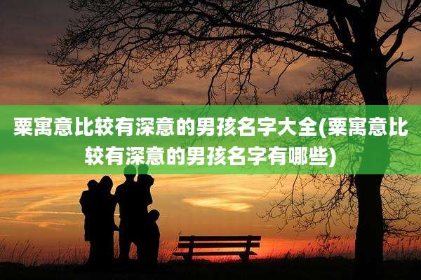 粟寓意比较有深意的男孩名字大全(粟寓意比较有深意的男孩名字有哪些)