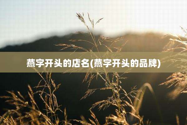 燕字开头的店名(燕字开头的品牌)