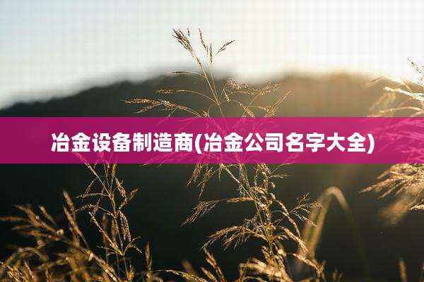 冶金设备制造商(冶金公司名字大全)