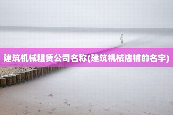 建筑机械租赁公司名称(建筑机械店铺的名字)