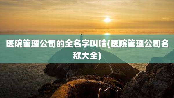 医院管理公司的全名字叫啥(医院管理公司名称大全)