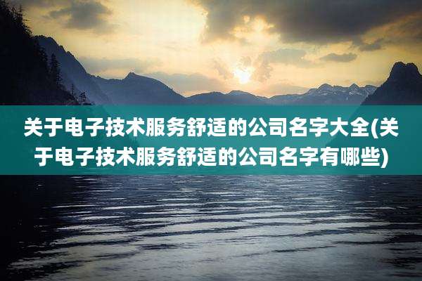 关于电子技术服务舒适的公司名字大全(关于电子技术服务舒适的公司名字有哪些)