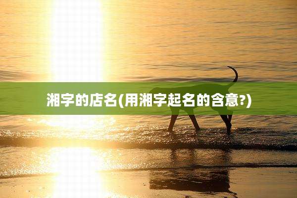 湘字的店名(用湘字起名的含意?)