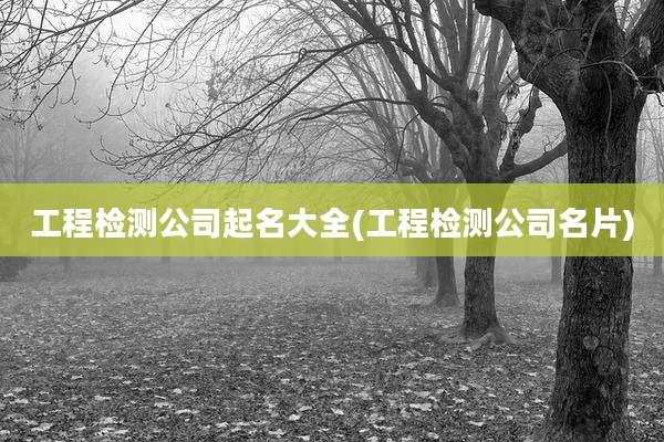 工程检测公司起名大全(工程检测公司名片)