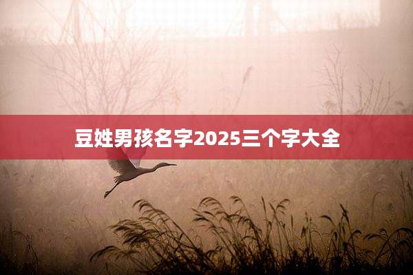 豆姓男孩名字2025三个字大全