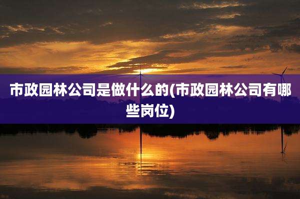 市政园林公司是做什么的(市政园林公司有哪些岗位)