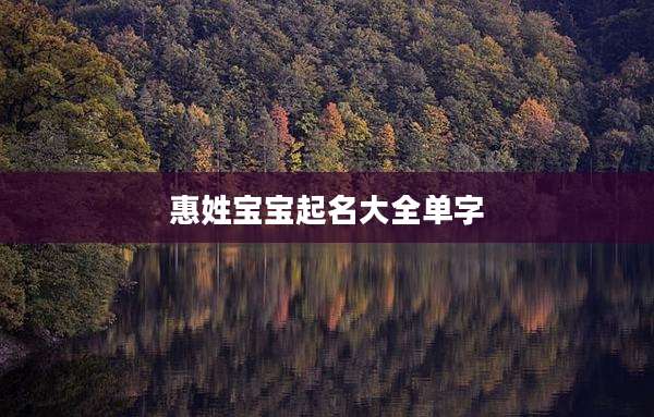 惠姓宝宝起名大全单字