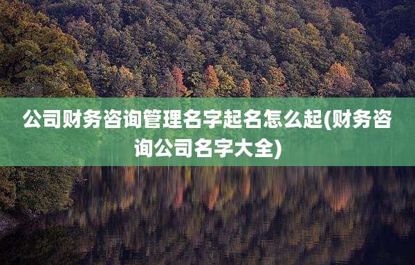 公司财务咨询管理名字起名怎么起(财务咨询公司名字大全)