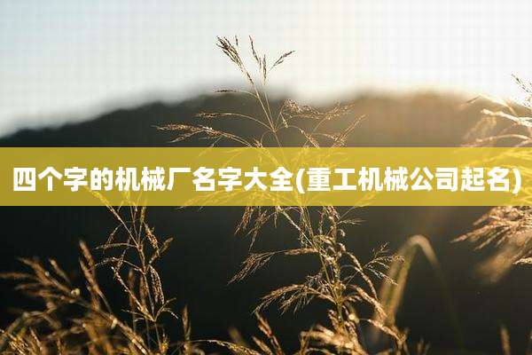 四个字的机械厂名字大全(重工机械公司起名)