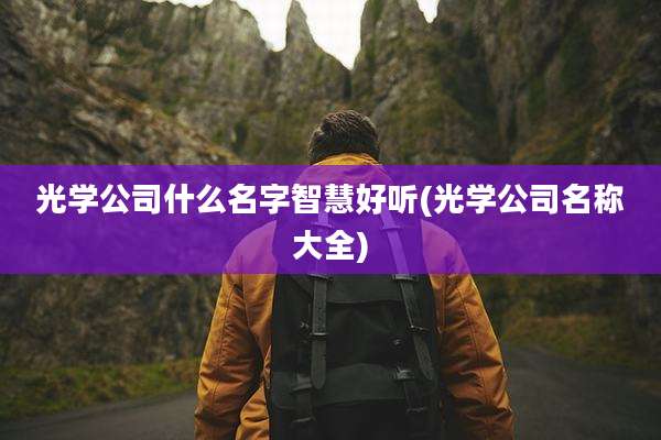 光学公司什么名字智慧好听(光学公司名称大全)