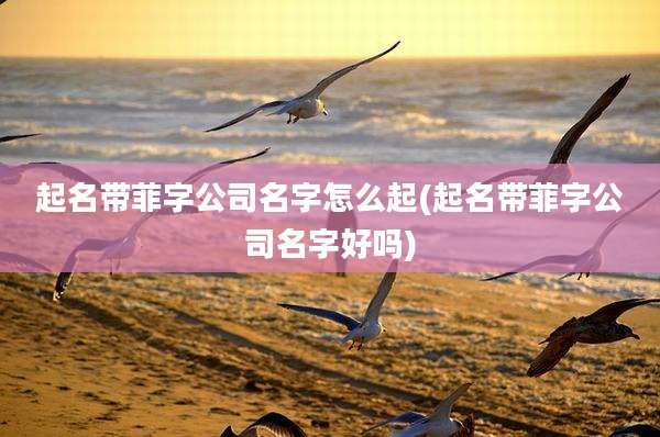 起名带菲字公司名字怎么起(起名带菲字公司名字好吗)