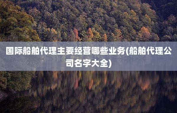 国际船舶代理主要经营哪些业务(船舶代理公司名字大全)