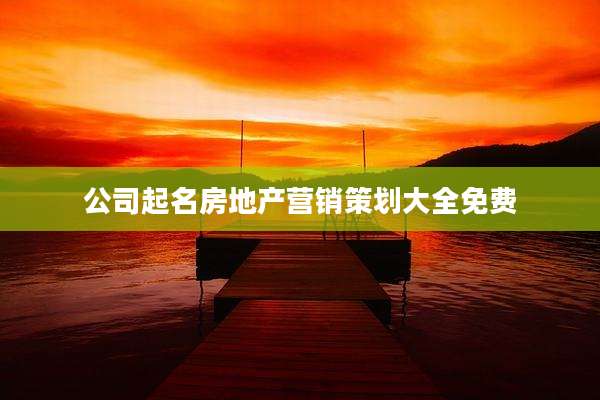 公司起名房地产营销策划大全免费
