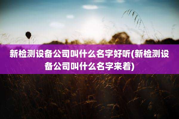 新检测设备公司叫什么名字好听(新检测设备公司叫什么名字来着)