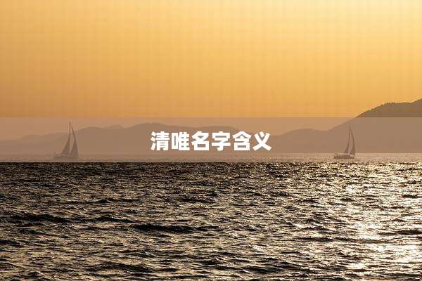 清唯名字含义