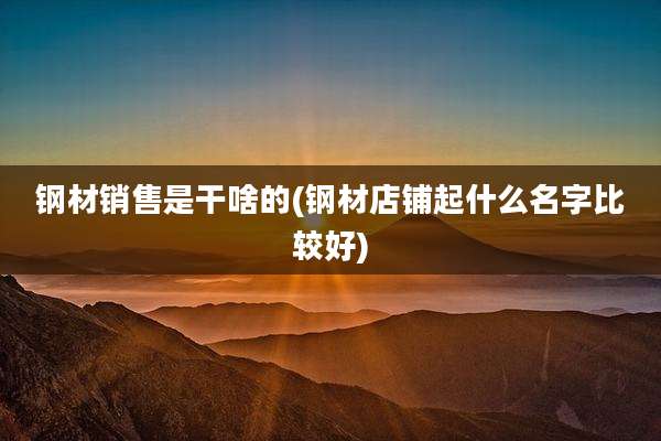 钢材销售是干啥的(钢材店铺起什么名字比较好)