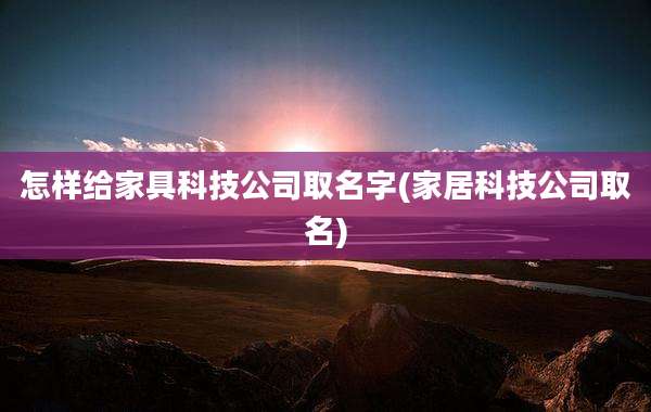 怎样给家具科技公司取名字(家居科技公司取名)