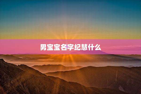 男宝宝名字纪慧什么