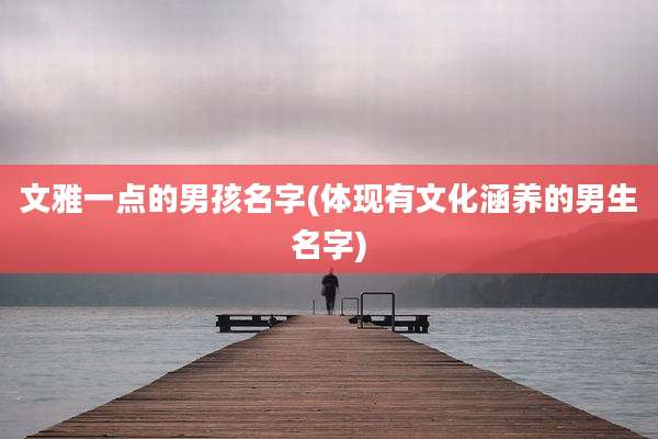 文雅一点的男孩名字(体现有文化涵养的男生名字)