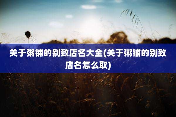 关于粥铺的别致店名大全(关于粥铺的别致店名怎么取)
