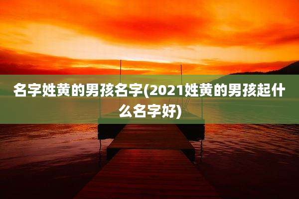名字姓黄的男孩名字(2021姓黄的男孩起什么名字好)