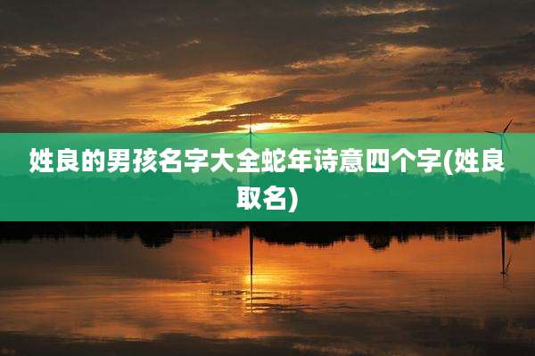 姓良的男孩名字大全蛇年诗意四个字(姓良取名)