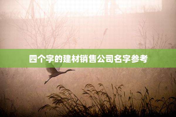 四个字的建材销售公司名字参考