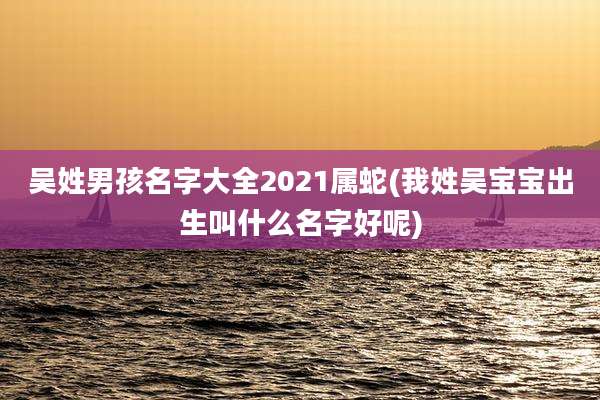 吴姓男孩名字大全2021属蛇(我姓吴宝宝出生叫什么名字好呢)